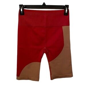 Fabletics Women's Seamless High‎ Waisted Block Haute Red Maplewood Shorts Size M